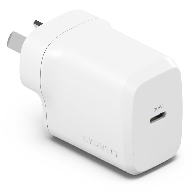 Cygnett PowerPlus 30W USB-C PD GaN Fast Wall Charger - White