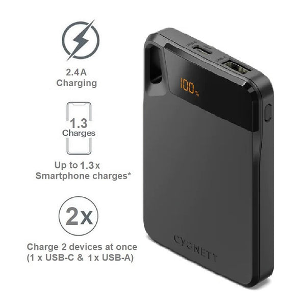 Cygnett ChargeUp Boost 4th Gen 5K mAh Power Bank - Black