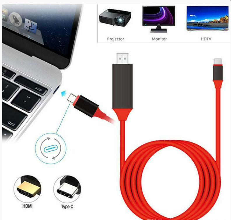 USB-C PLUG TO HDMI CONVERTER WITH USB CABLE 1.8M