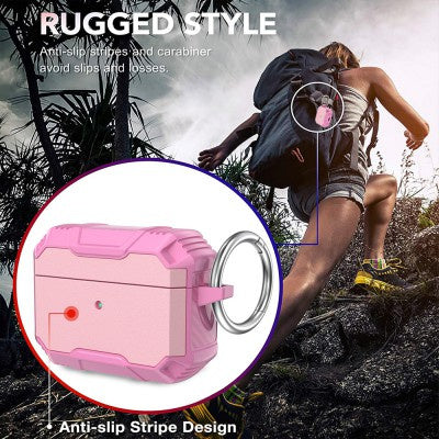 Shockproof Robot Armor Hard Plastic Case for Air Pods 3rd generation - PINK