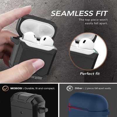 Shockproof Robot Armor Hard Plastic Case for AirPods 1st generation / 2nd generation - Black