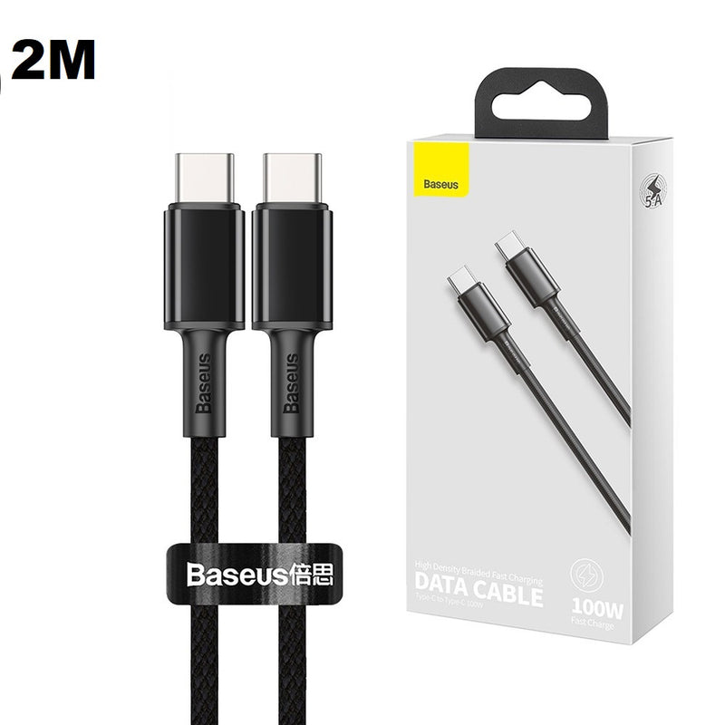 Baseus - High Density Braided Fast Charging Data Cable USB-C to USB-C 100W 2M (Black)