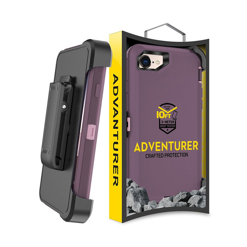 Adventurer - Robot Armor Hard Case - With Belt - Purple - iPhone 7 / 8 / SE (2020)