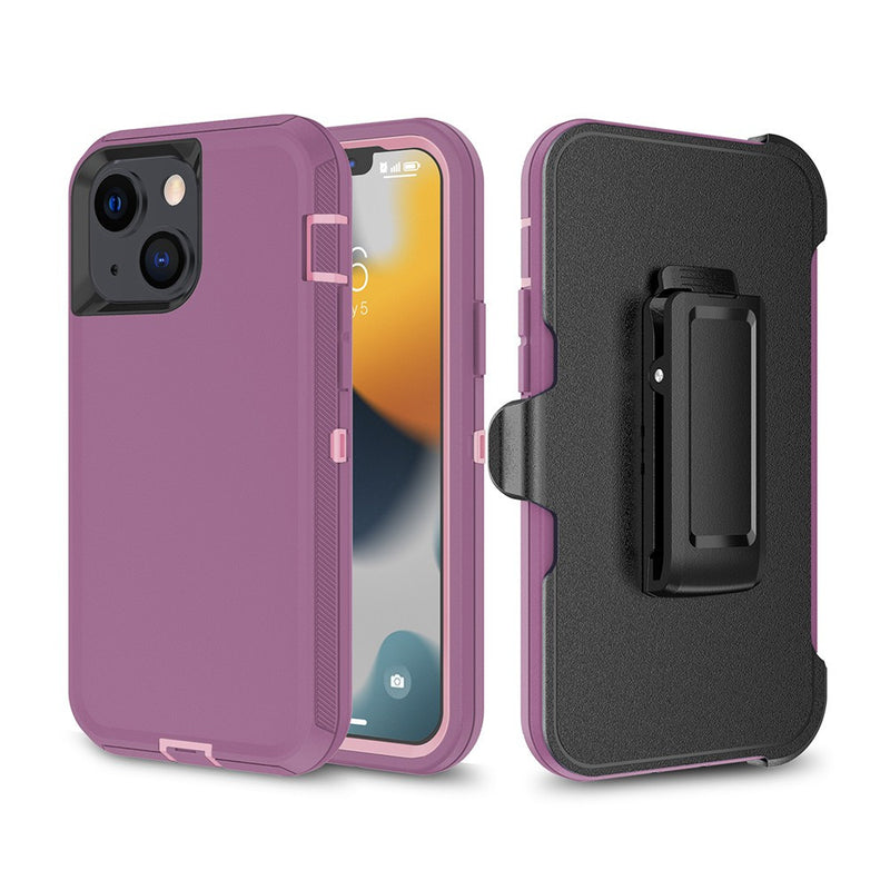 Adventurer - Robot Armor Hard Case - With Belt - Purple - iPhone 13 Mini