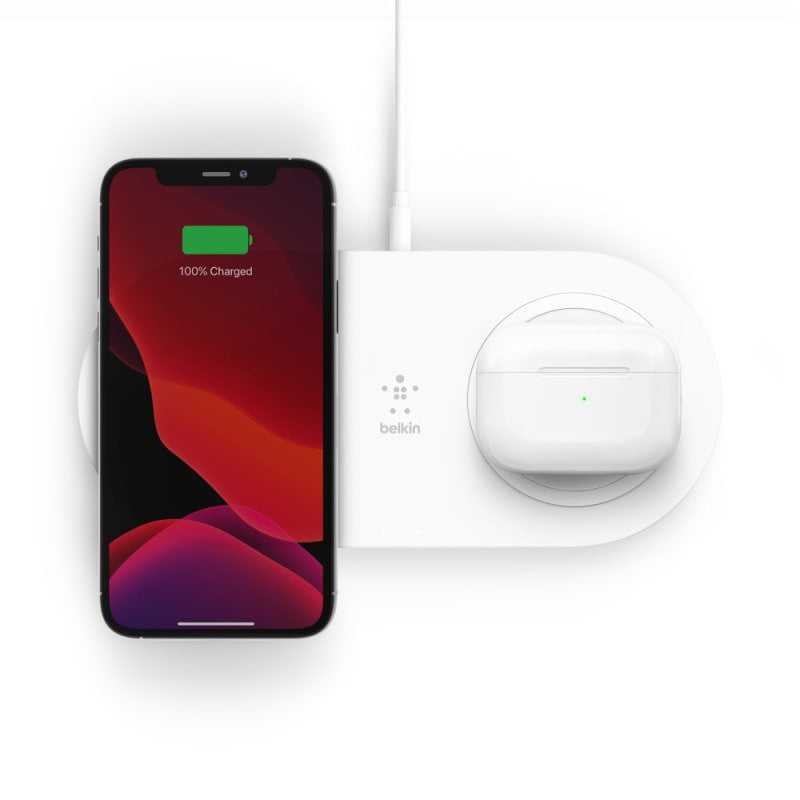 Belkin - BoostCharge Dual 15W Wireless Charging Pad - White