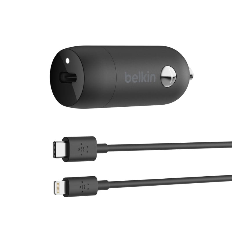 Belkin - 20W USB-C PD Car Charger + USB-C to Lightning Cable