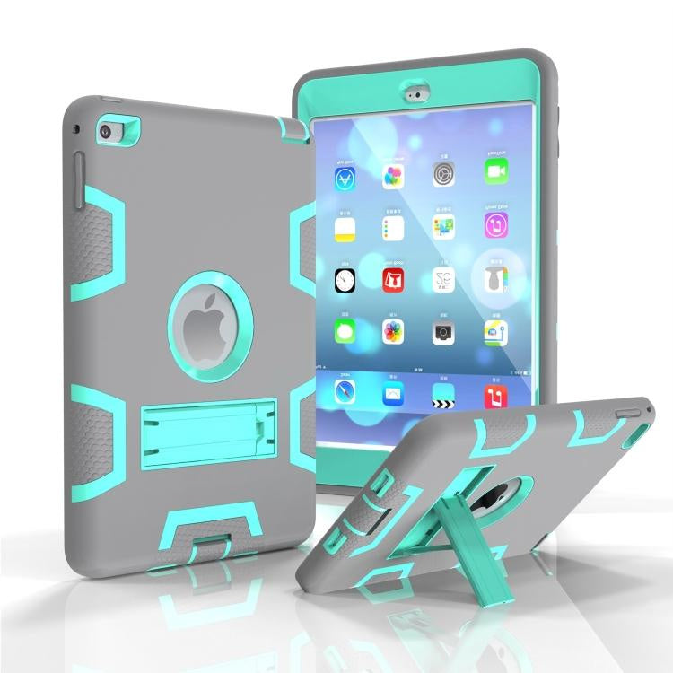 Hybrid Protective Silicone Case - Grey / Mint - iPad 7/8/9