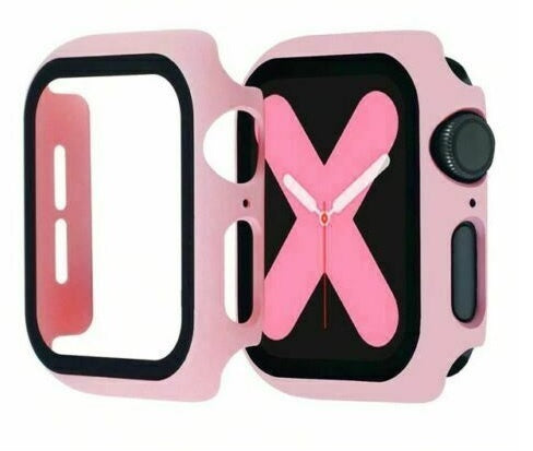 Hot Pink - Apple Watch / TPU Case + Tempered Glass - Series 2/3/4/5/6/SE - 42/44mm