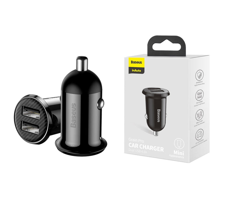 Baseus - Grain Pro Car Charger (Dual USB- A / 4.8A)