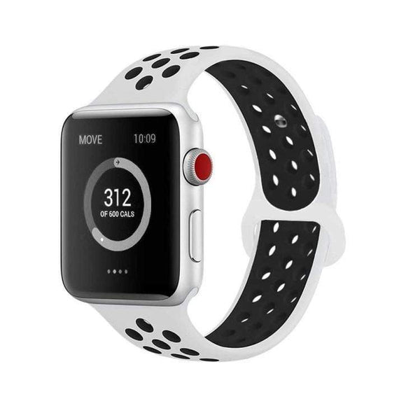 White / Black  - Apple Watch Sports Band Strap - 42/44/45/49mm