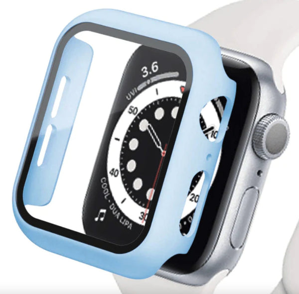 Light Blue - Apple Watch / TPU Case + Tempered Glass - Series 2/3/4/5/6/SE - 42/44mm