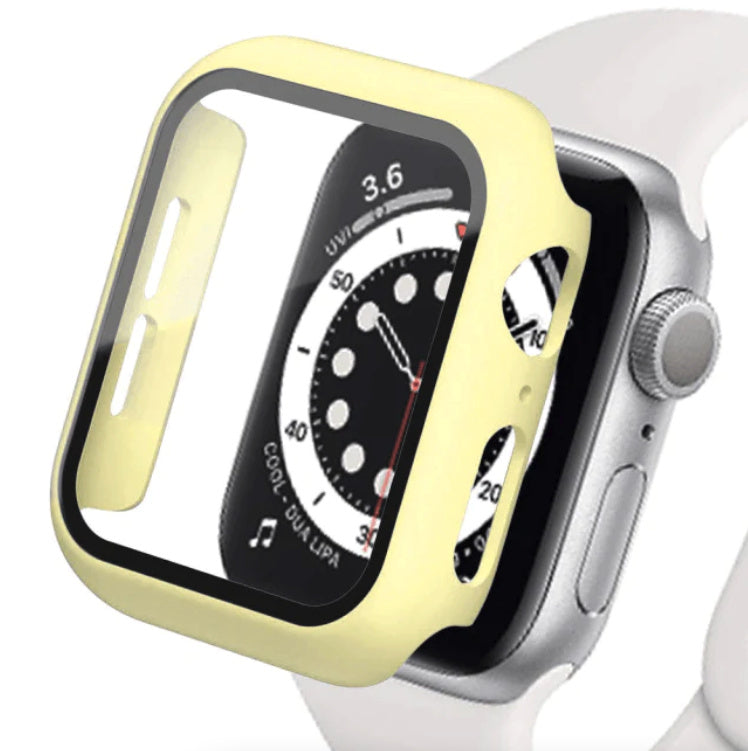 Yellow - Apple Watch / TPU Case + Tempered Glass - Series 2/3/4/5/6/SE - 38/40/41mm