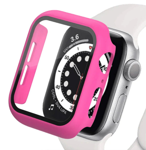 Hot Pink - Apple Watch / TPU Case + Tempered Glass - Series 2/3/4/5/6/SE - 38/40/41mm