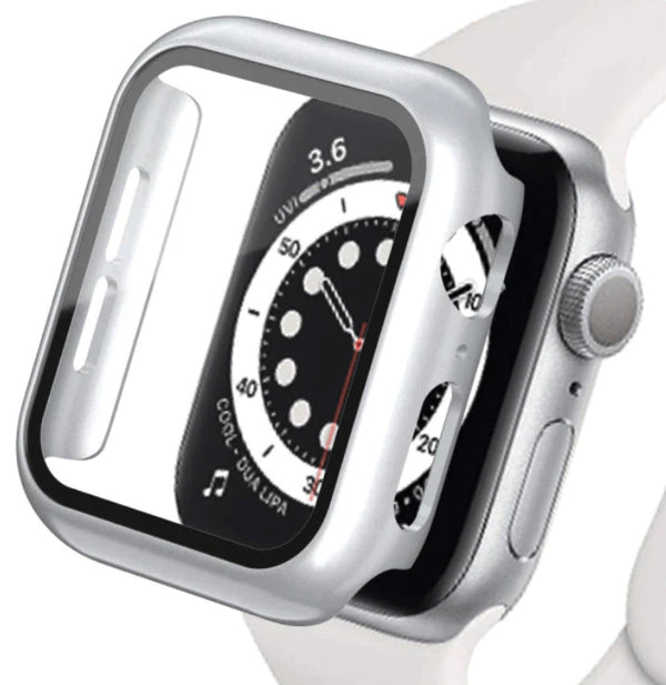 Silver - Apple Watch /  TPU Case + Tempered Glass - Series 2/3/4/5/6/SE - 38/40/41mm