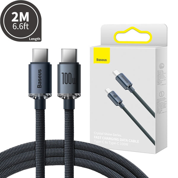 Baseus - Crystal Shine Series - Fast Charging Data Cable USB-C to USB-C 100W 2M (Black)