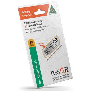 resQR Recovery Stickers, Tag & Plates Set - Standard 20 Pack