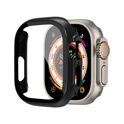 Re-Define Hard PC Case with Tempered Glass Screen Protector for Apple Watch Series 8/9 Ultra 49mm - Black