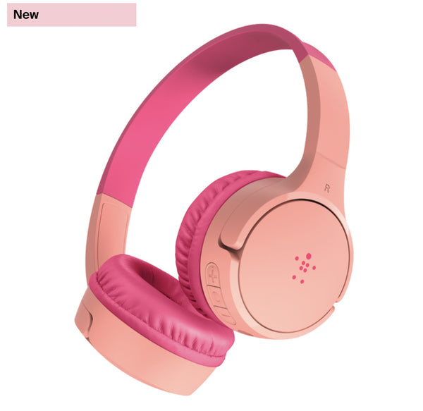 Belkin - SoundForm Mini Wireless On-Ear Headphones for Kids - Pink