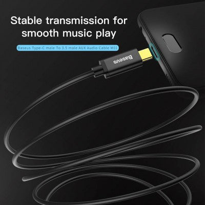 Baseus Stereo Audio AUX Cable 3.5MM Mini Jack - Type-C 120cm - Black