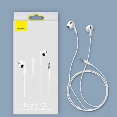 Baseus - Wired Earphones Encok H17 with Microphone 3.5mm Ports -  White