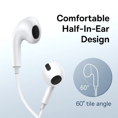 Baseus - Wired Earphones Encok H17 with Microphone 3.5mm Ports -  White