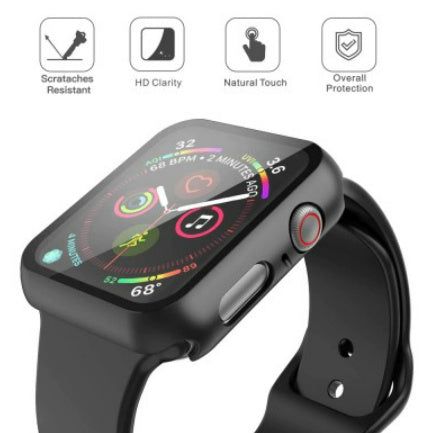 Re-Define Hard PC Case with Tempered Glass Screen Protector for Apple Watch Series 4 / 5 / 6 / SE 40mm - Black