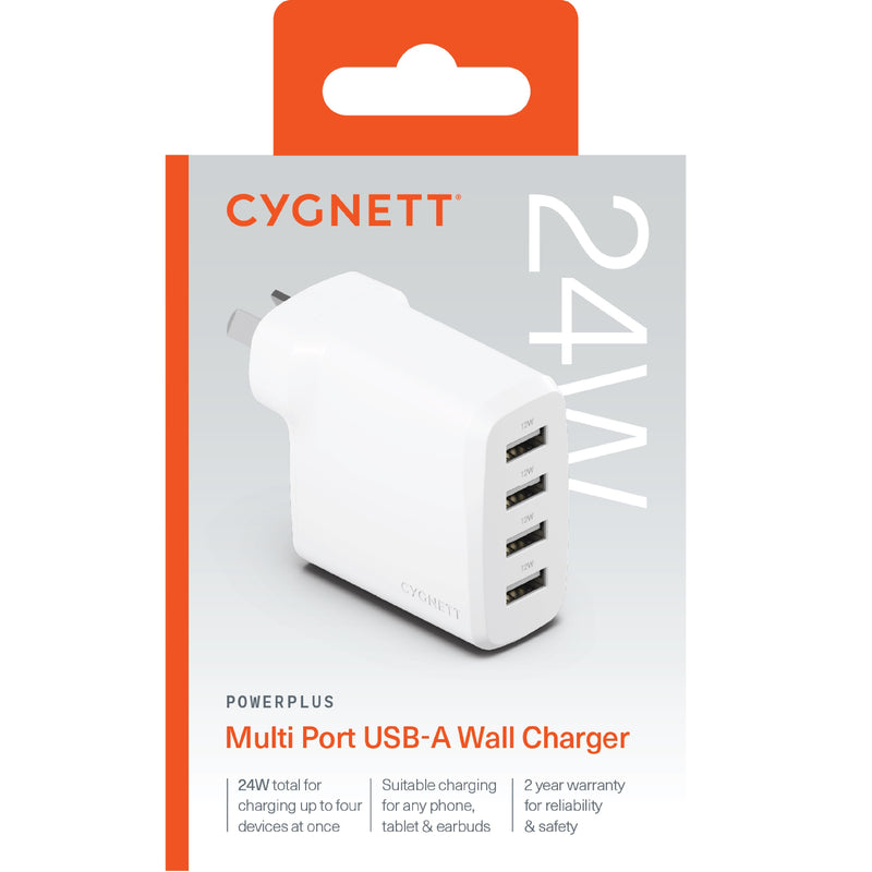 Cygnett PowerPlus - 24W Multiport Wall Charger - White