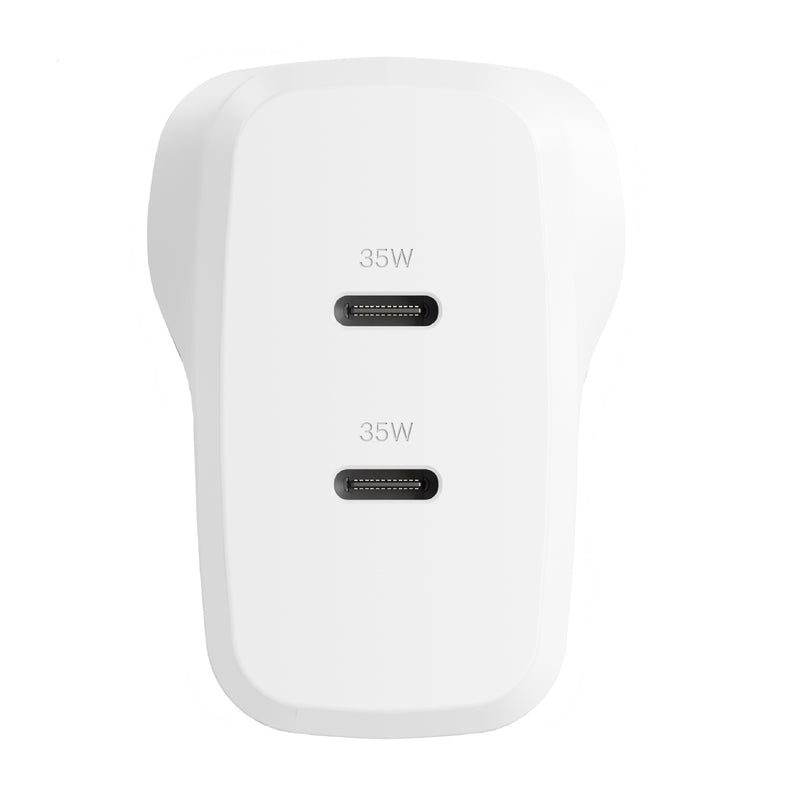 Cygnett PowerPlus 35W Dual Port USB-C PD Fast Wall Charger - White