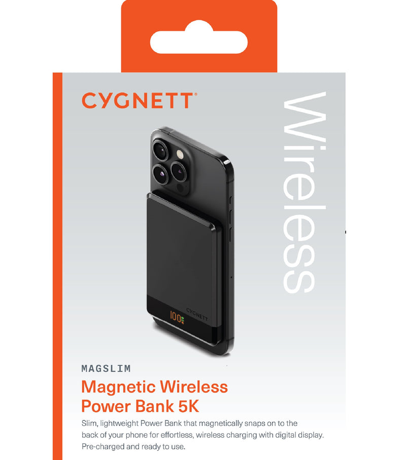 Cygnett - MagSlim 5k Magnetic Wireless Power Bank - Black