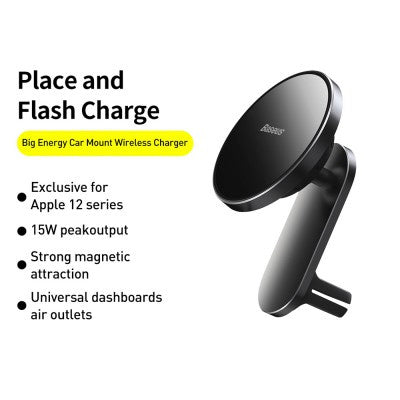 Baseus - Big Energy Car Mount Wireless Charger For Dashboards and Air Outlets WXJN-01